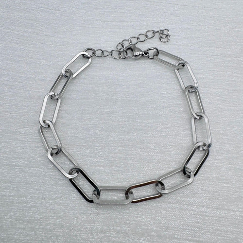6.2mm Silver Paperclip Chain Bracelet