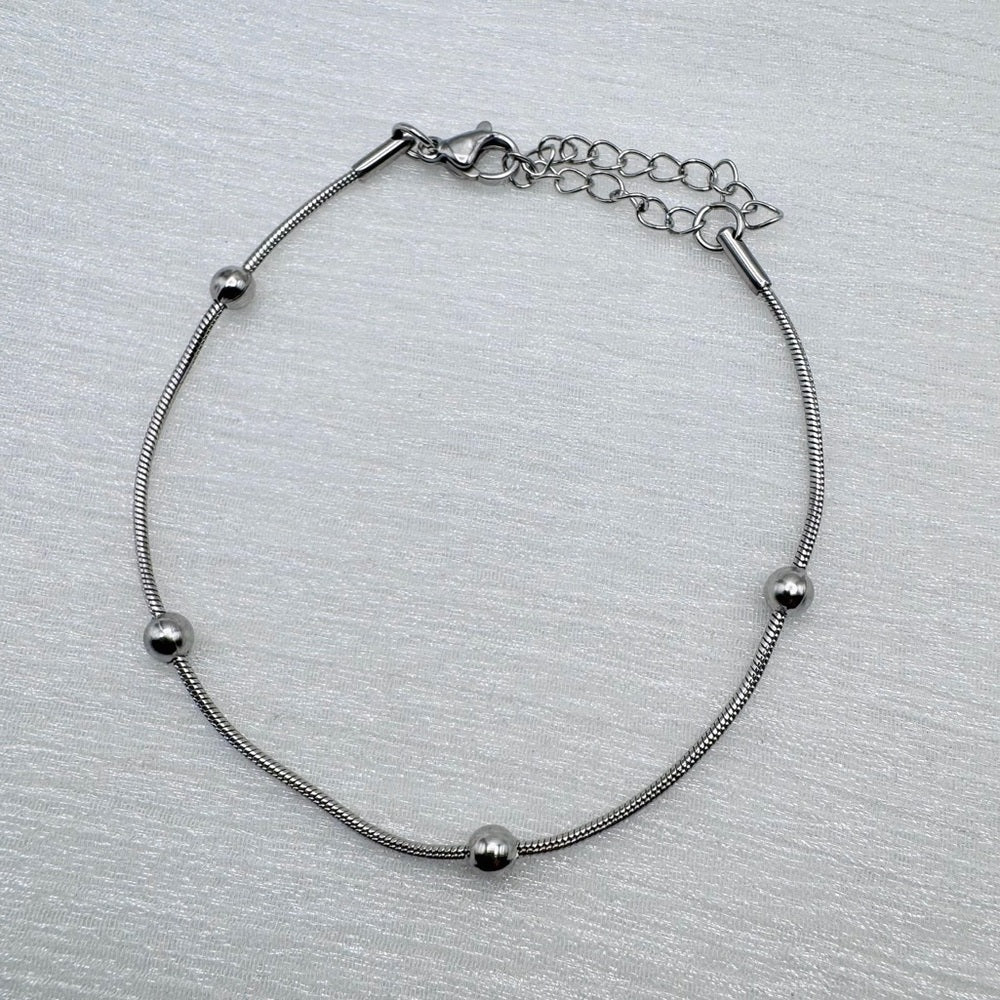 1.2mm Silver Satellite Snake Chain Bracelet