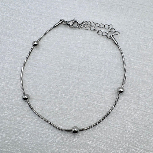 1.2mm Silver Satellite Snake Chain Bracelet