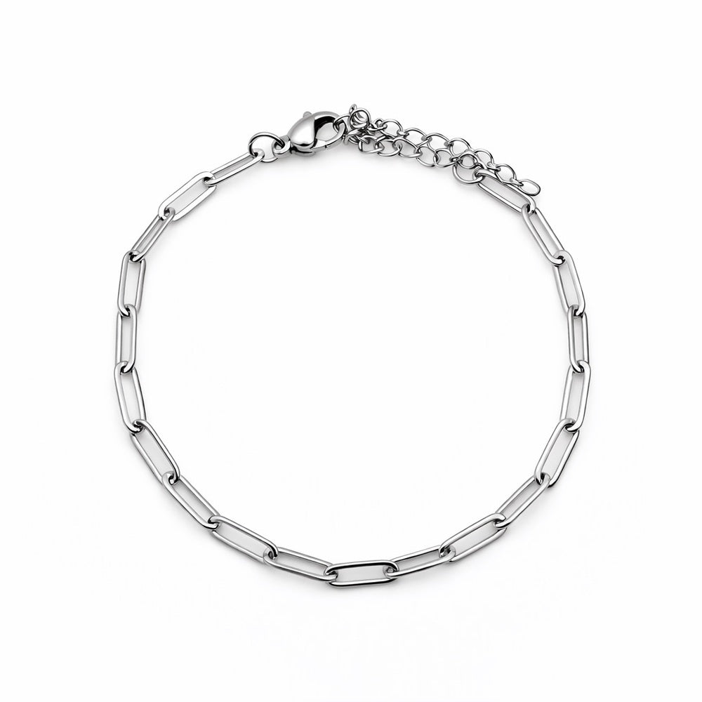 3mm Silver Paperclip Chain Bracelet