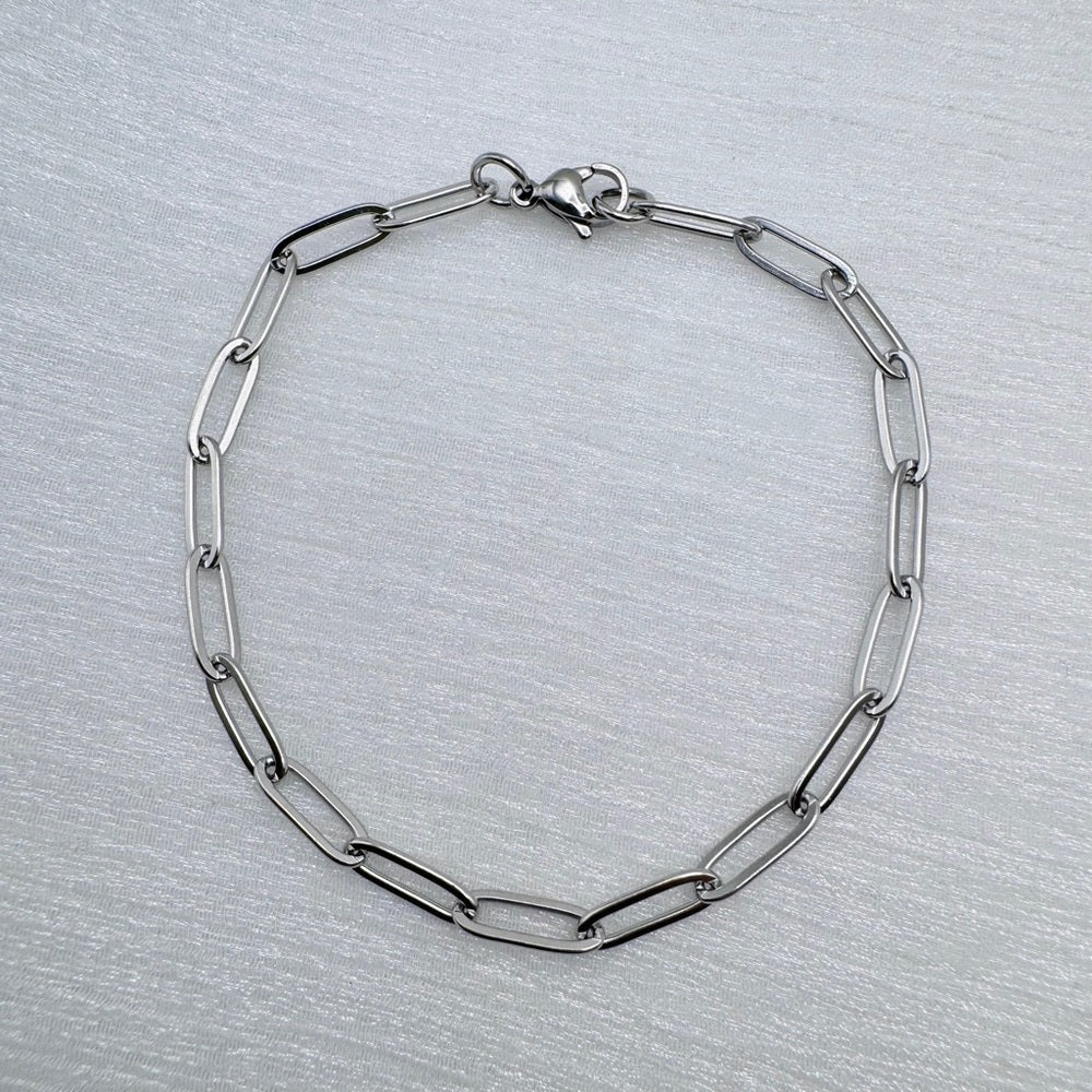 3mm Silver Paperclip Chain Bracelet