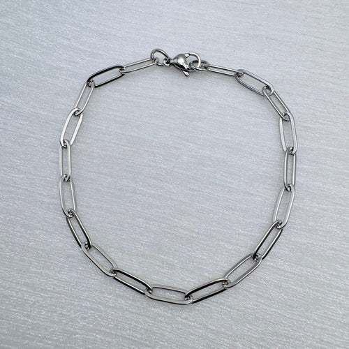 3mm Silver Paperclip Chain Bracelet