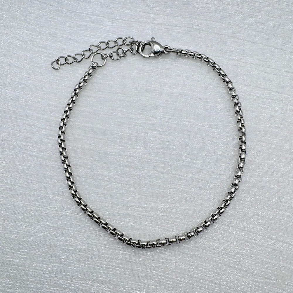 2.8mm Silver Venetian Box Chain Bracelet