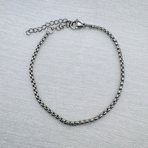 2.8mm Silver Venetian Box Chain Bracelet