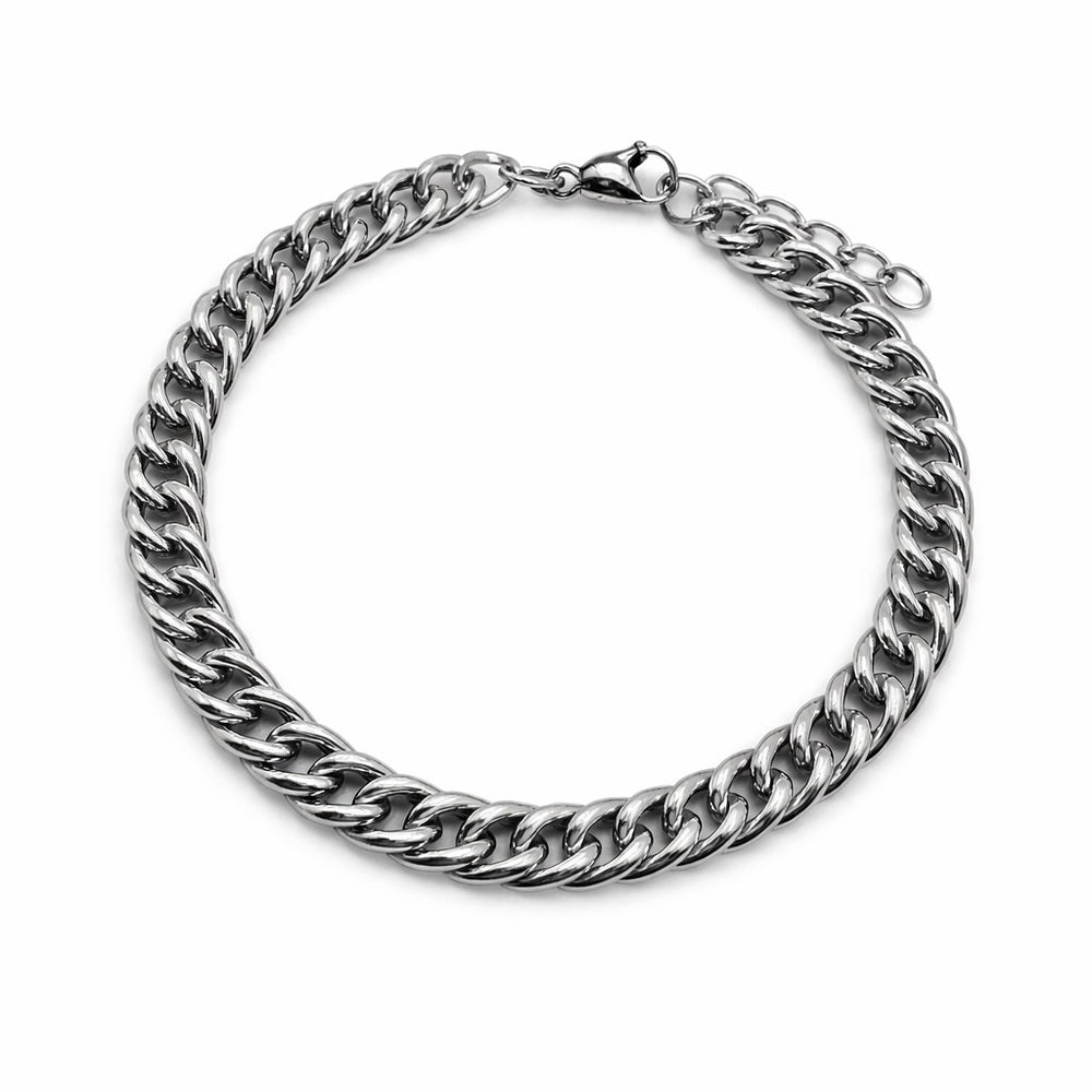 6.5mm Silver Double Cuban Chain Bracelet