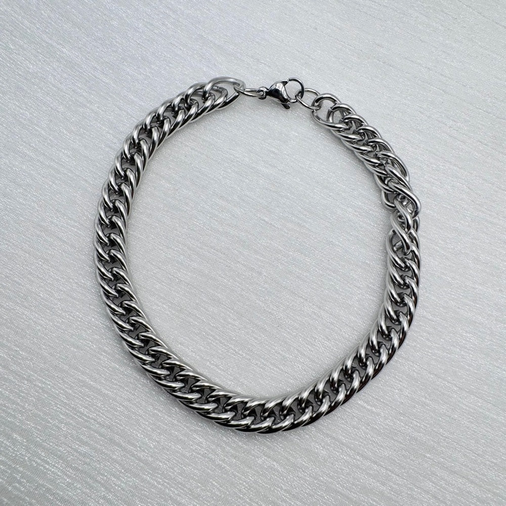 6.5mm Silver Double Cuban Chain Bracelet