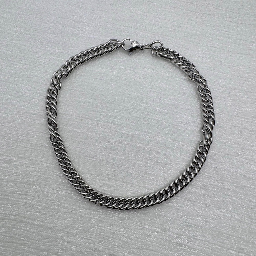5mm Silver Double Cuban Chain Bracelet