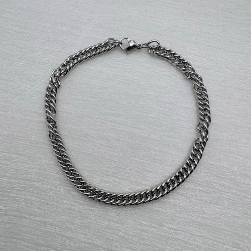 5mm Silver Double Cuban Chain Bracelet