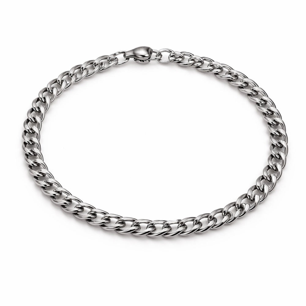 5mm Silver Curb Link Chain Bracelet