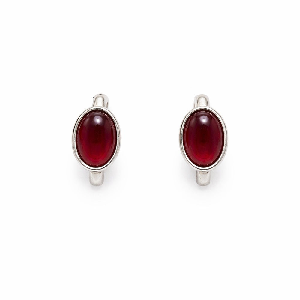 Oval Carnelian Huggie Earrings