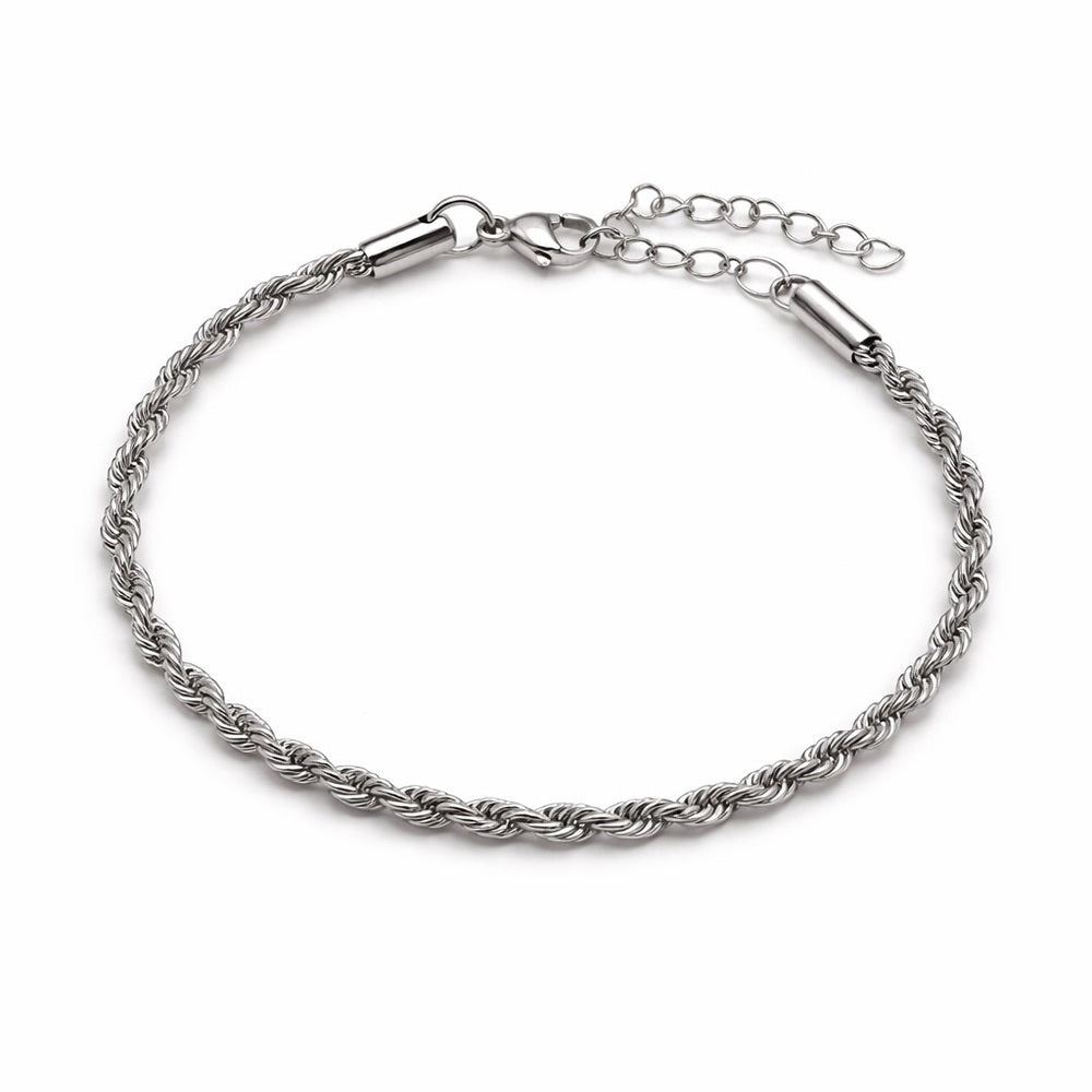 3mm Silver Rope Chain Bracelet