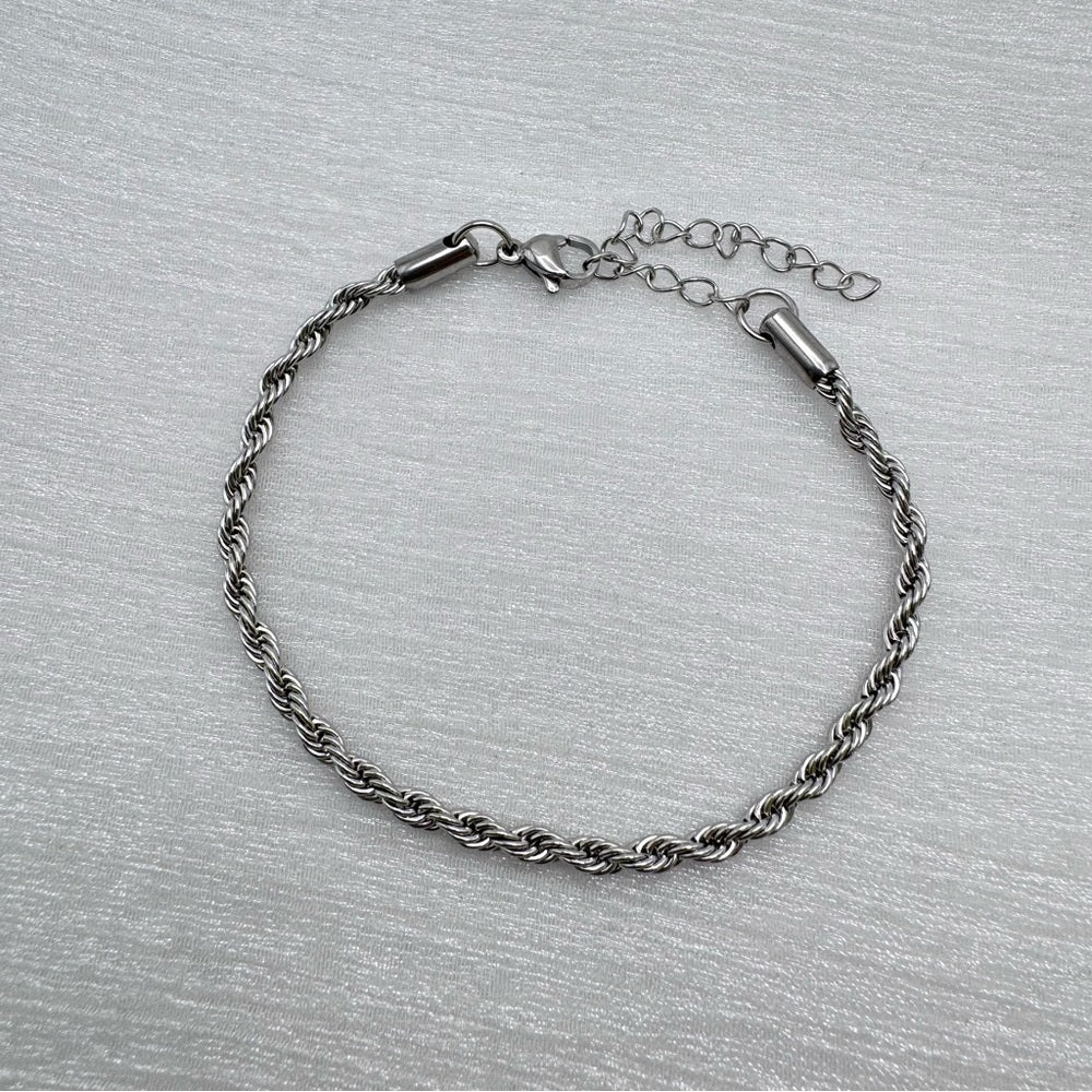 3mm Silver Rope Chain Bracelet
