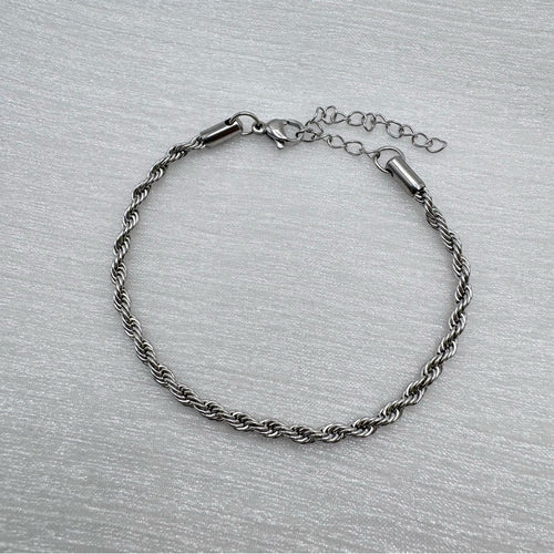 3mm Silver Rope Chain Bracelet