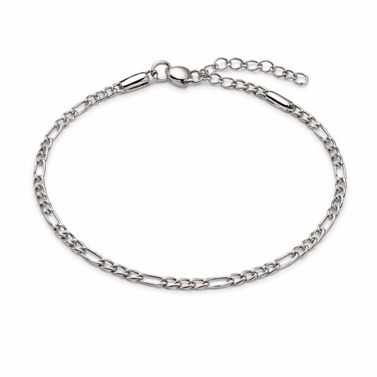 2mm | Silver | Figaro Chain Bracelet