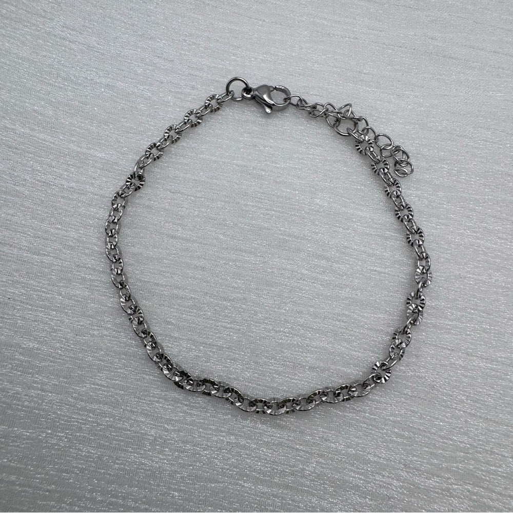 3mm Silver Diamond Cut Cable Chain Bracelet