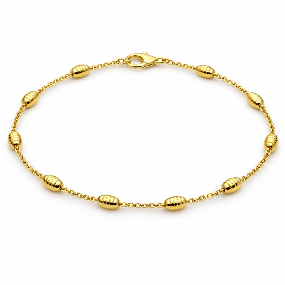 Gold Beaded Anklet 9” and 1” Extender