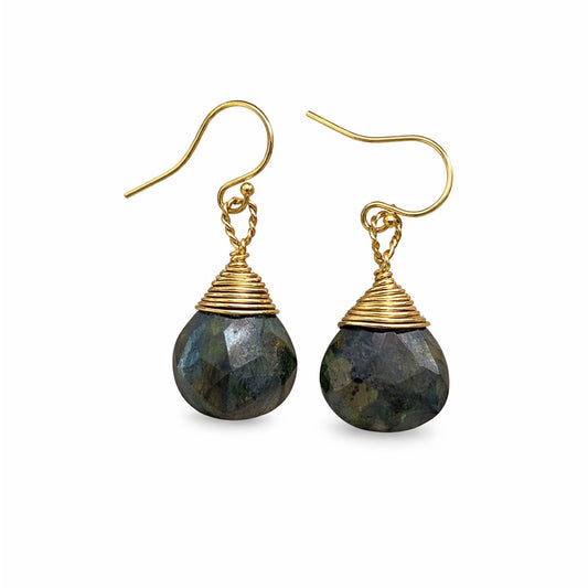 HK9302 S925 Labradorite Hook Earrings