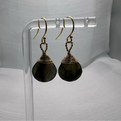 HK9302 S925 Labradorite Hook Earrings