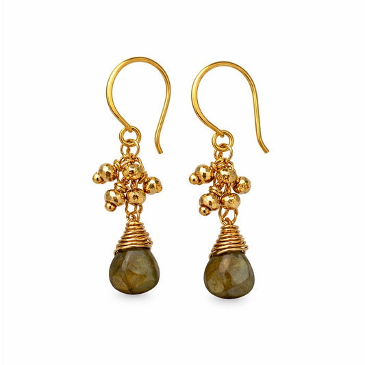 HK1171 S925 Labradorite & Hematite Dangle Earrings