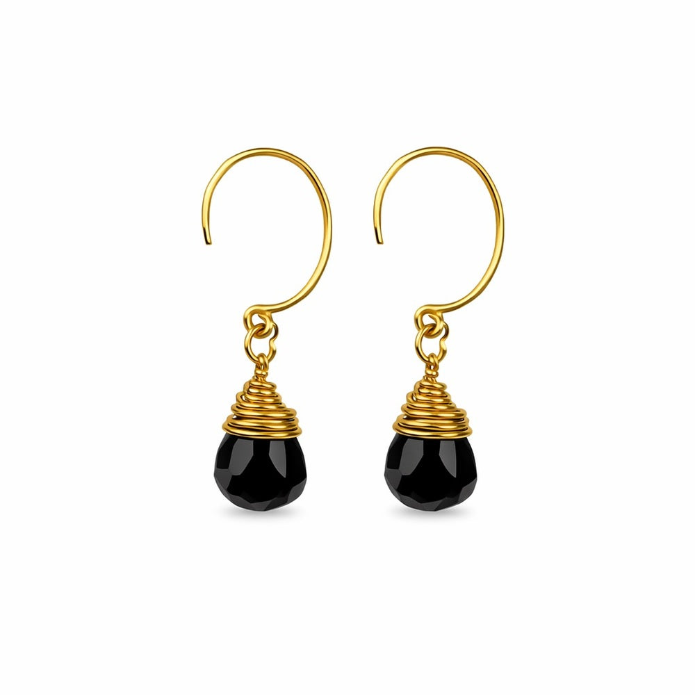 Sterling Silver Black Onyx Hoop Earrings (HP1208)