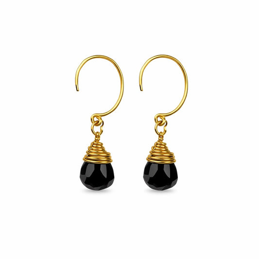 HP1208 S925 Black Onyx Hoop Earrings