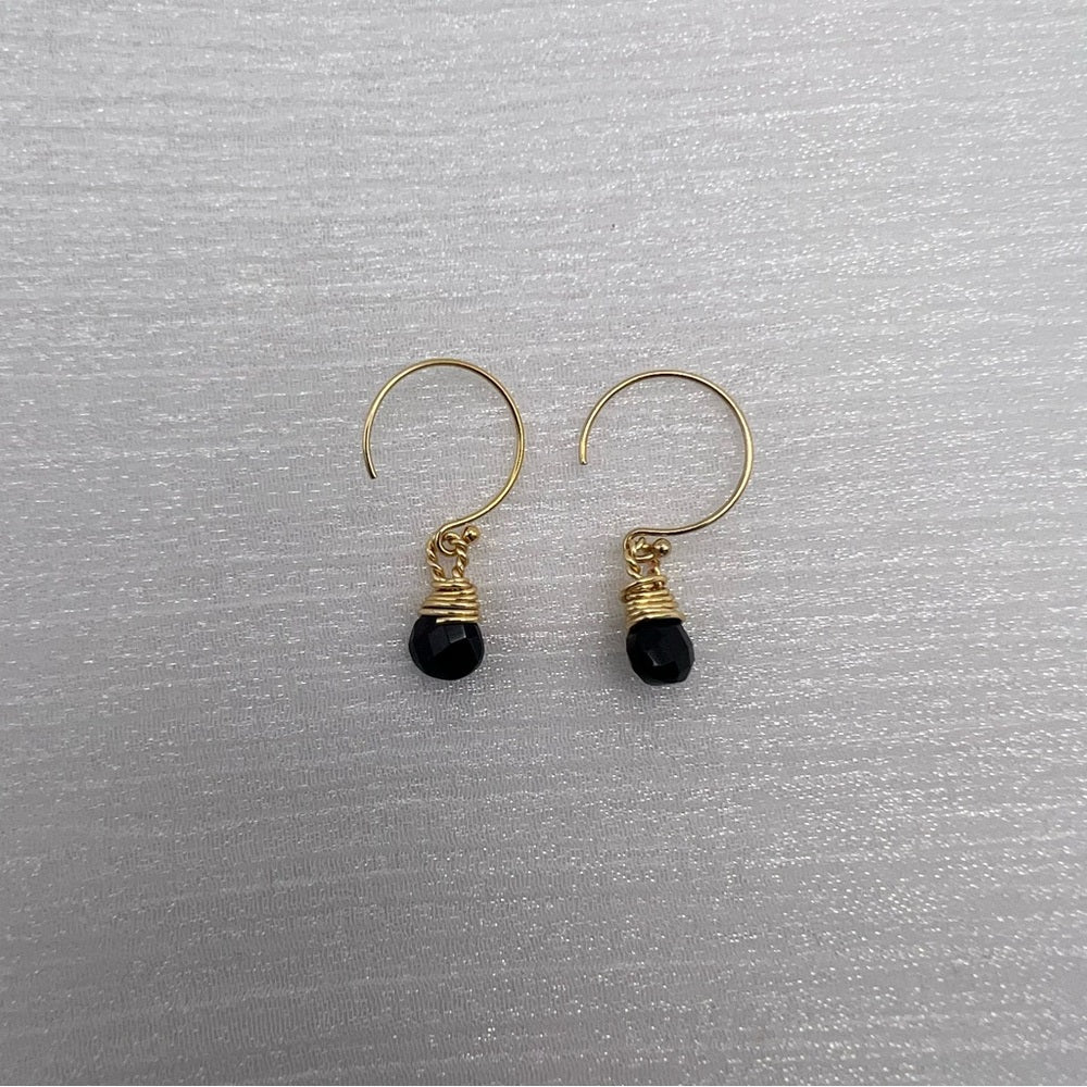 Sterling Silver Black Onyx Hoop Earrings (HP1208)