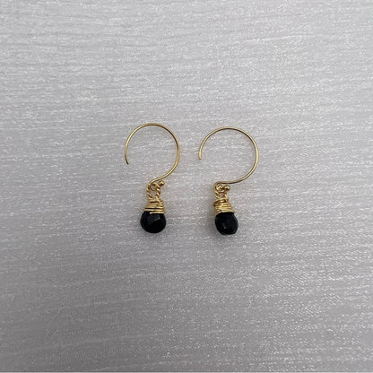 HP1208 S925 Black Onyx Hoop Earrings