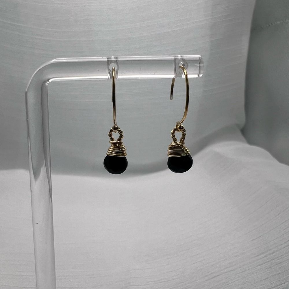 Sterling Silver Black Onyx Hoop Earrings (HP1208)