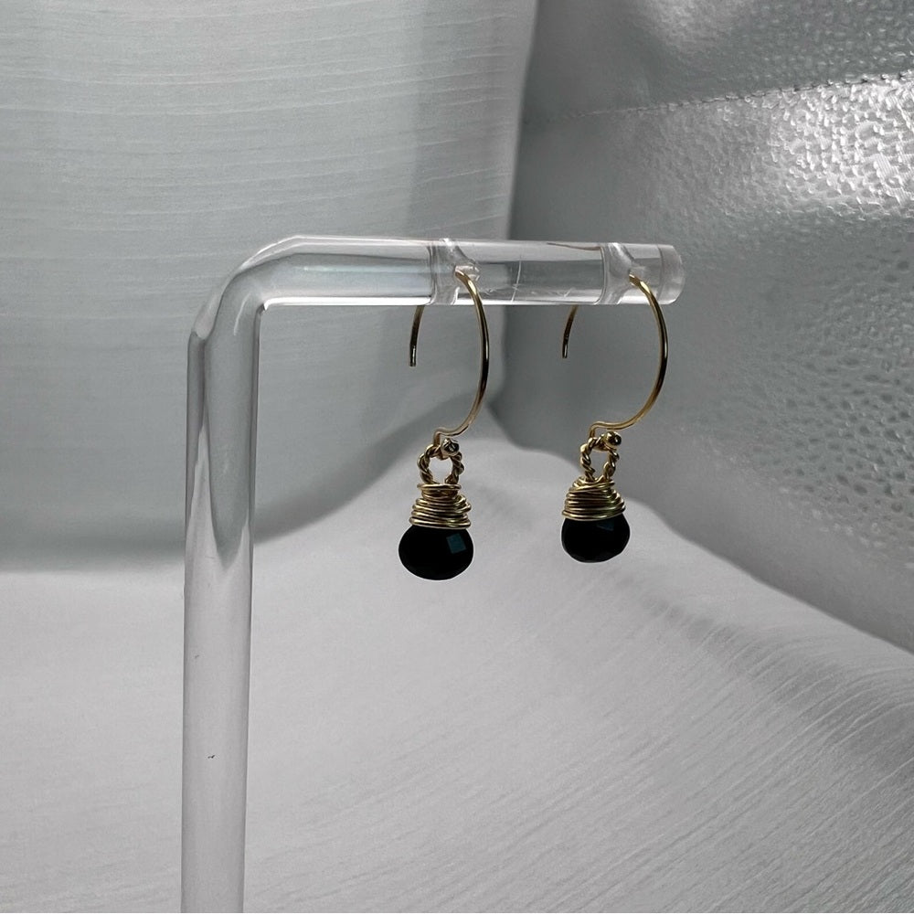 Sterling Silver Black Onyx Hoop Earrings (HP1208)