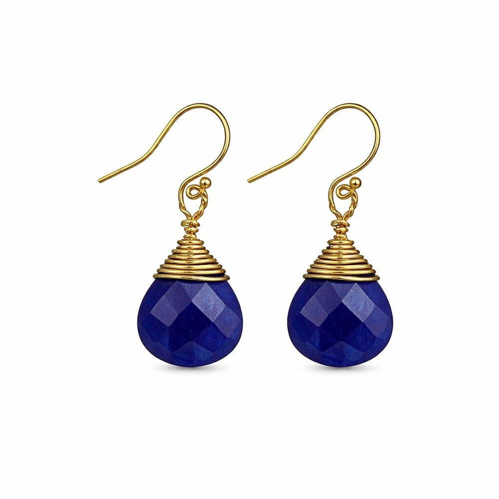HK9062 S925 Sapphire Dangle Earrings