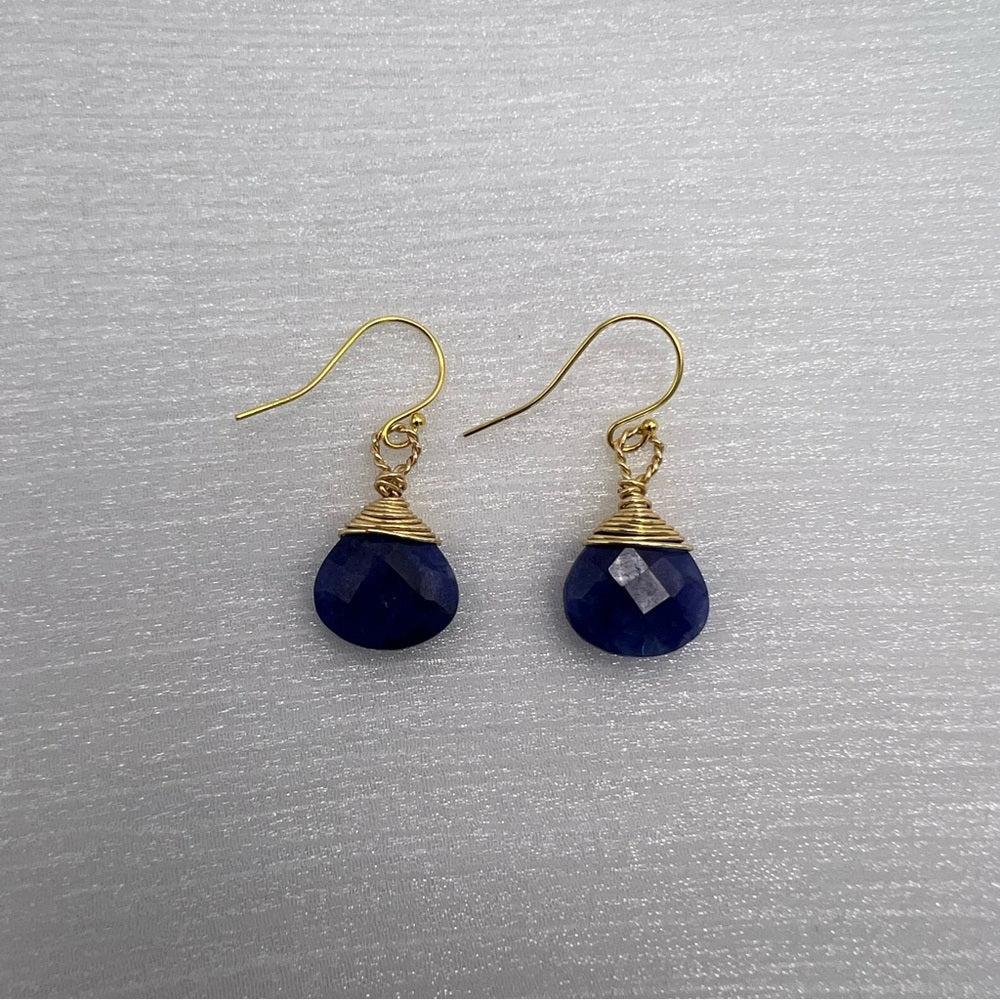 HK9062 S925 Sapphire Dangle Earrings