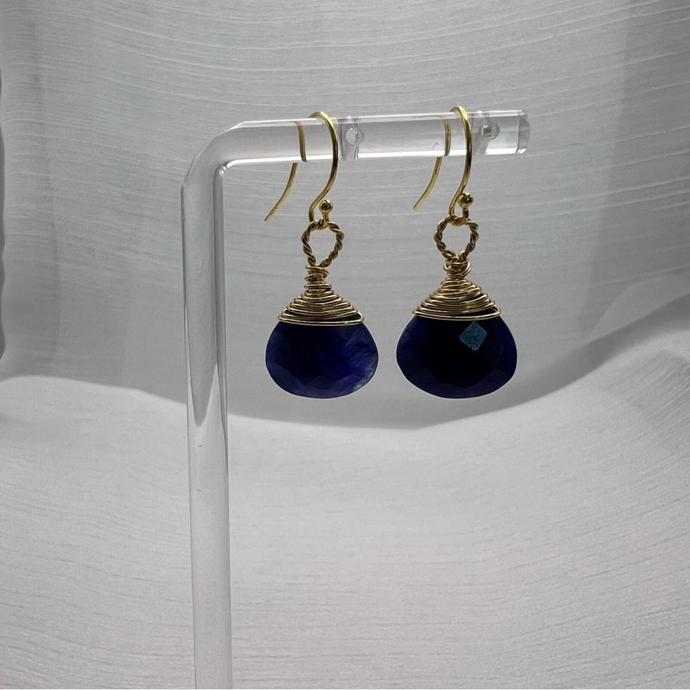 HK9062 S925 Sapphire Dangle Earrings