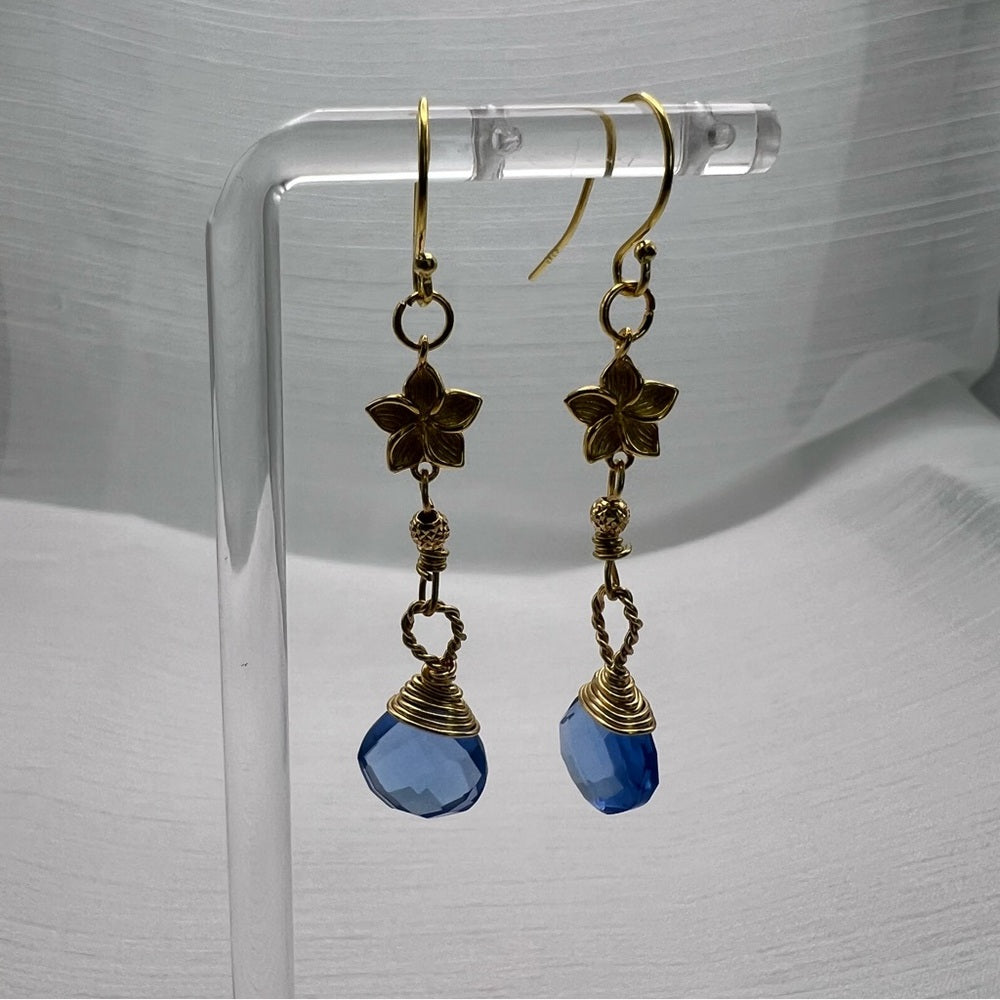 HK1163 S925 Tanzanite Flower Dangle Earrings