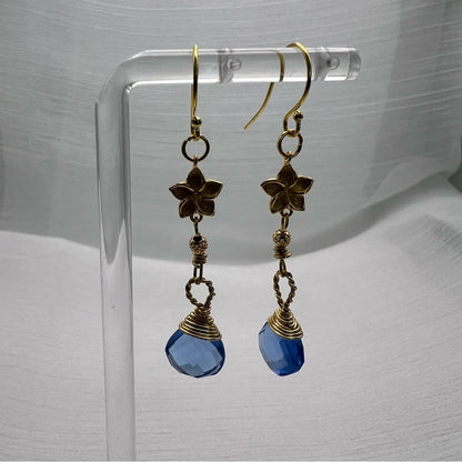 HK1163 S925 Tanzanite Flower Dangle Earrings