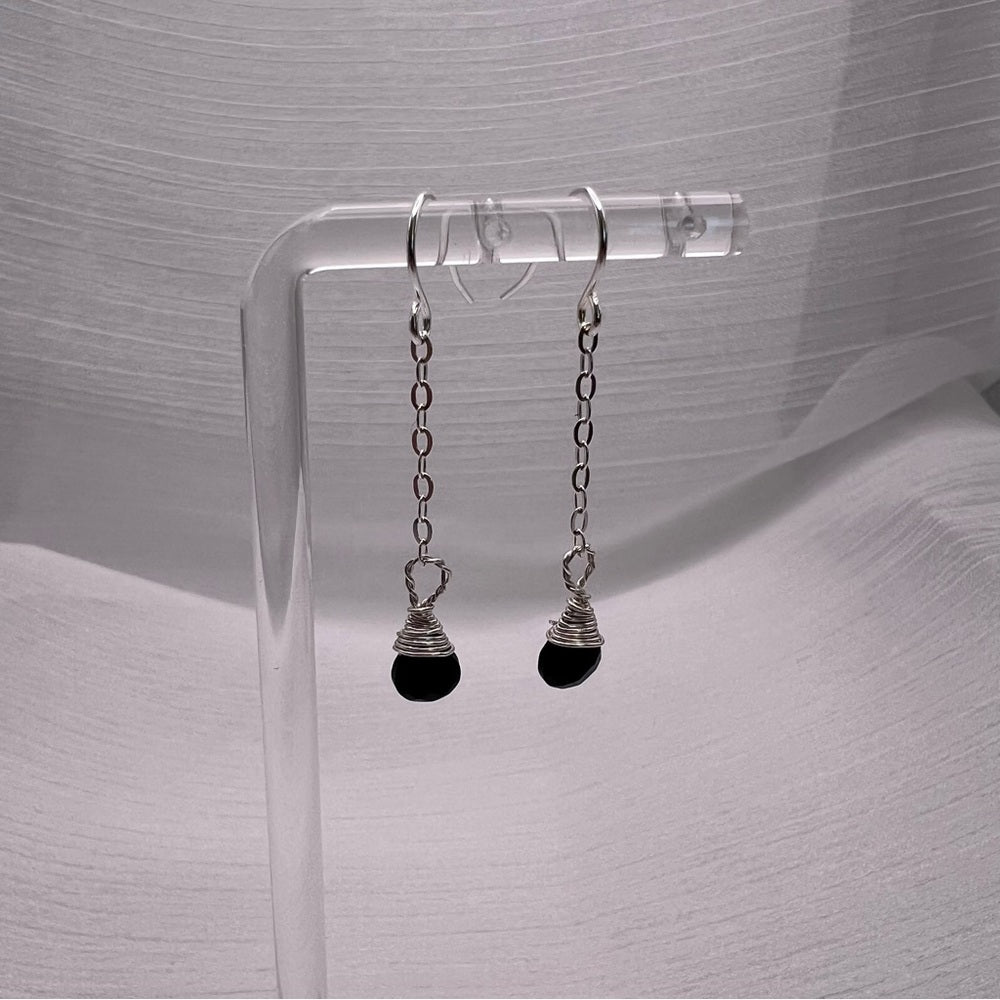 HK1747 S925 Black Onyx Dangle Earrings