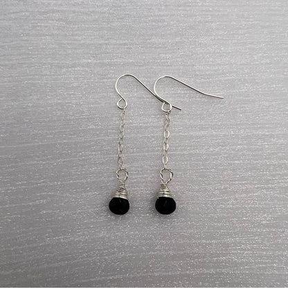 HK1747 S925 Black Onyx Dangle Earrings