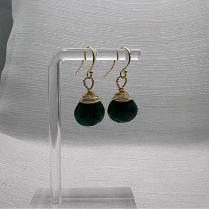 #9710 S925 Emerald Wrapped Dangle Earrings