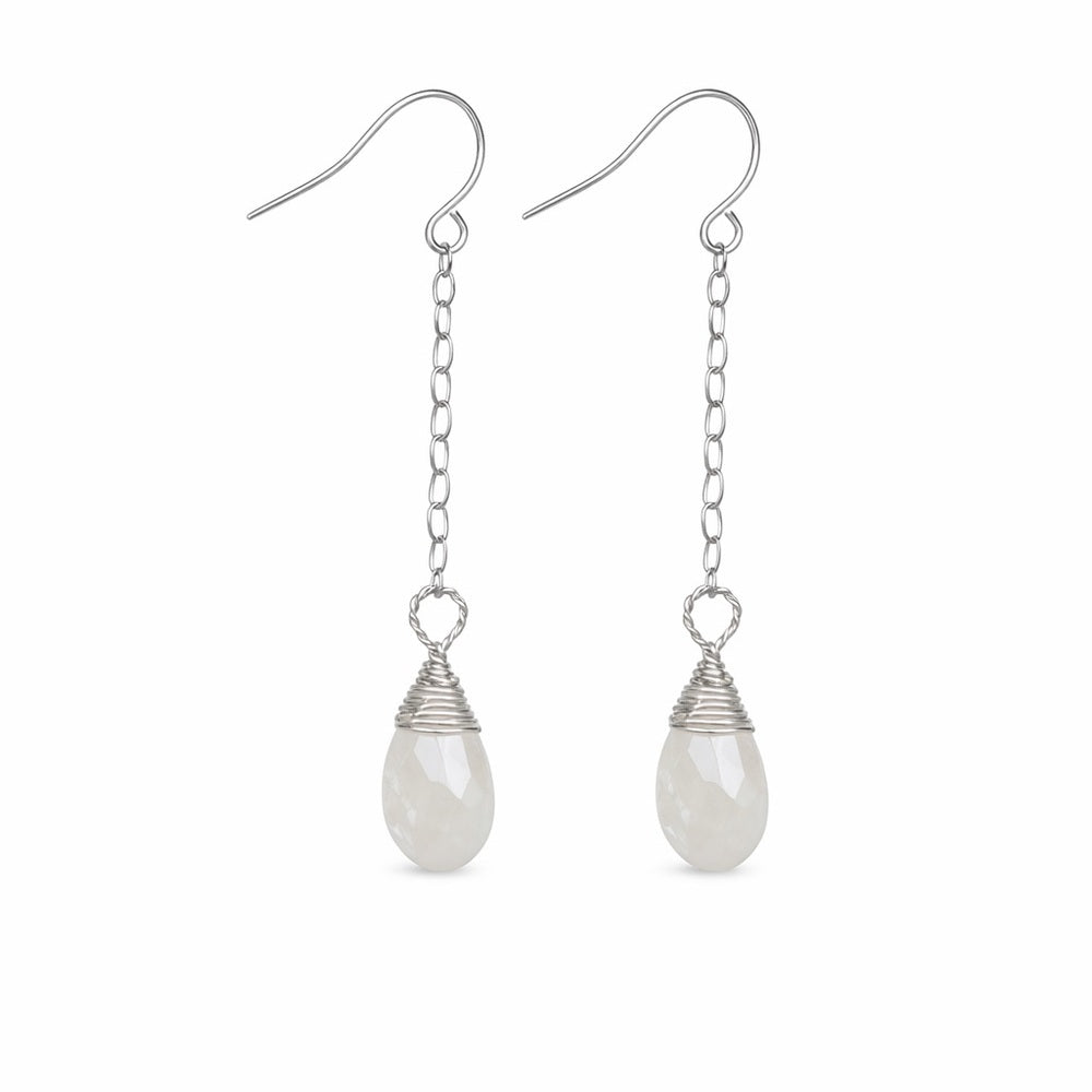 Sterling Silver Moonstone Dangle Earrings (HK1789)