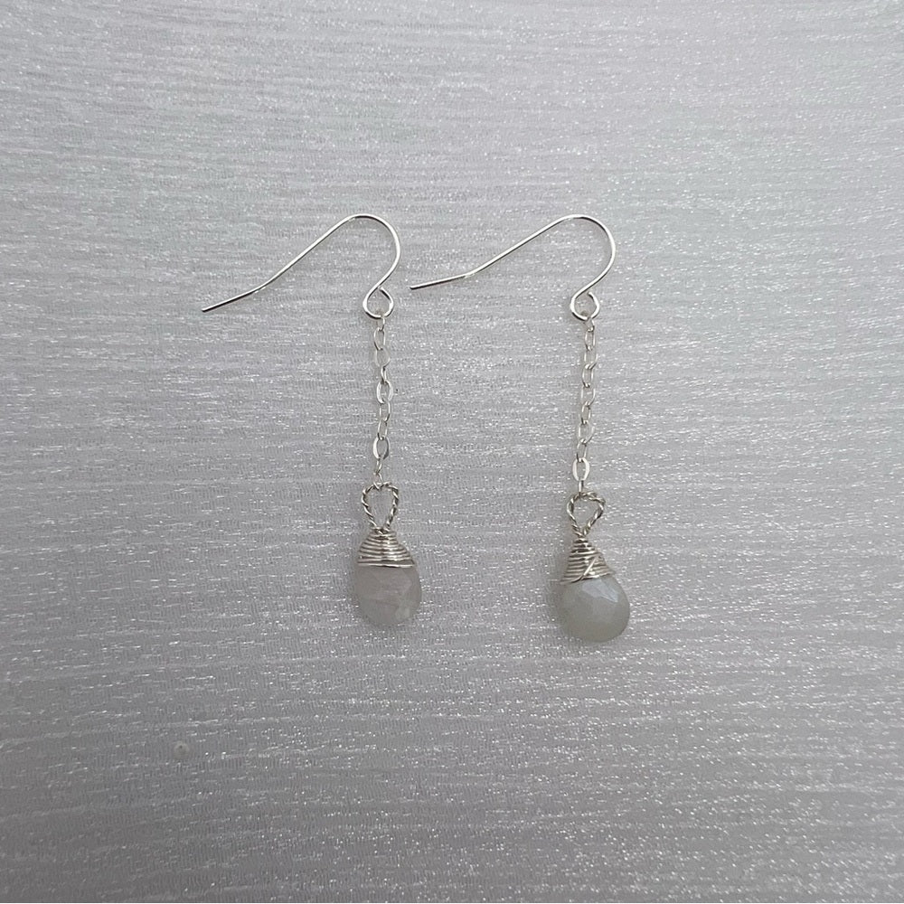Sterling Silver Moonstone Dangle Earrings (HK1789)