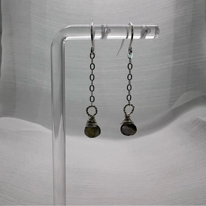 HK17890 S925 Labradorite Dangle Earrings