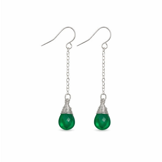 HK1843 S925 Emerald Dangle Earrings