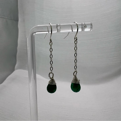 HK1843 S925 Emerald Dangle Earrings