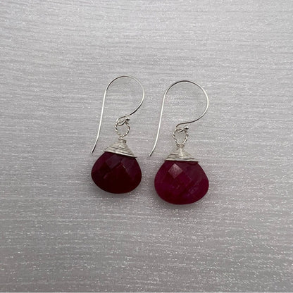 HK1216 S925 Ruby Dangle Earrings