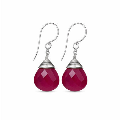 HK1216 S925 Ruby Dangle Earrings