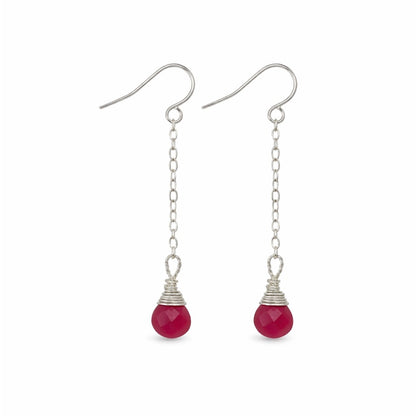 HK1732 S925 Ruby Dangle Earrings