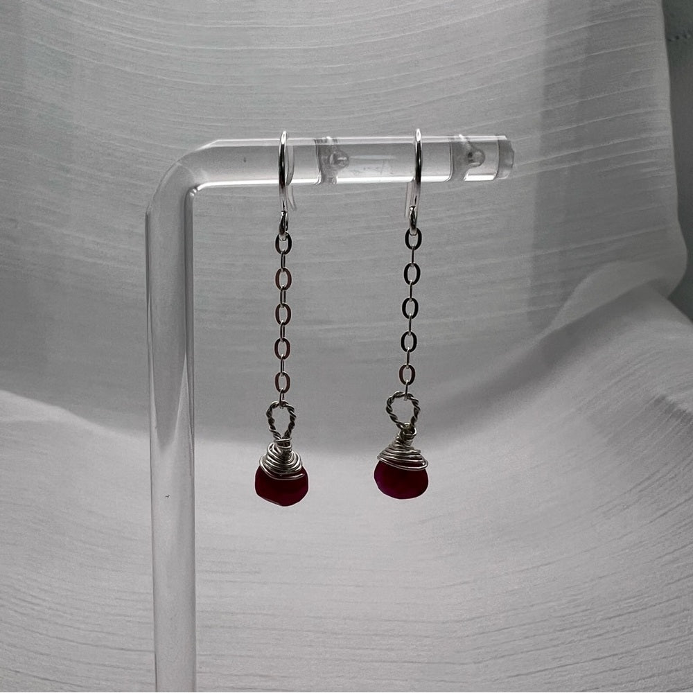 HK1732 S925 Ruby Dangle Earrings