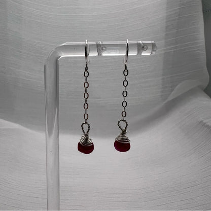 HK1732 S925 Ruby Dangle Earrings