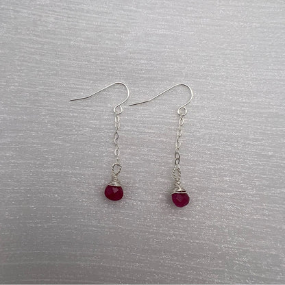 HK1732 S925 Ruby Dangle Earrings