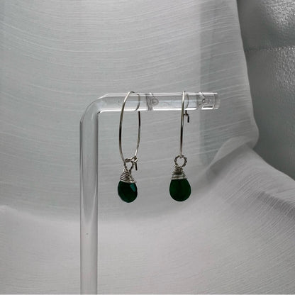 HP1911 S925 Emerald Hoop Earrings