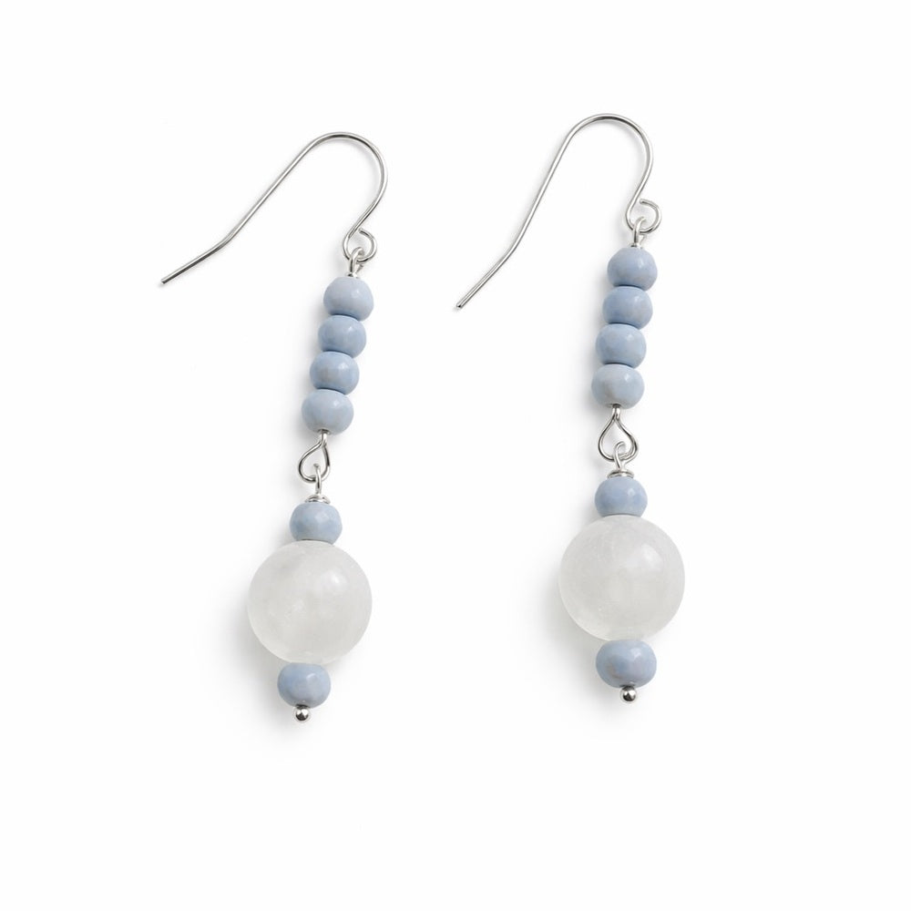 HK9101 S925 Moonstone & Blue Opal Dangle Earrings